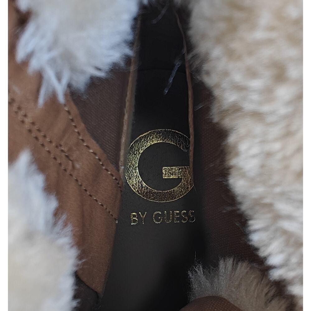 G by Guess Faux Fur Lace Up Ankle Boots Heeled Lug Sole Winter 10 - Picture 8 of 8